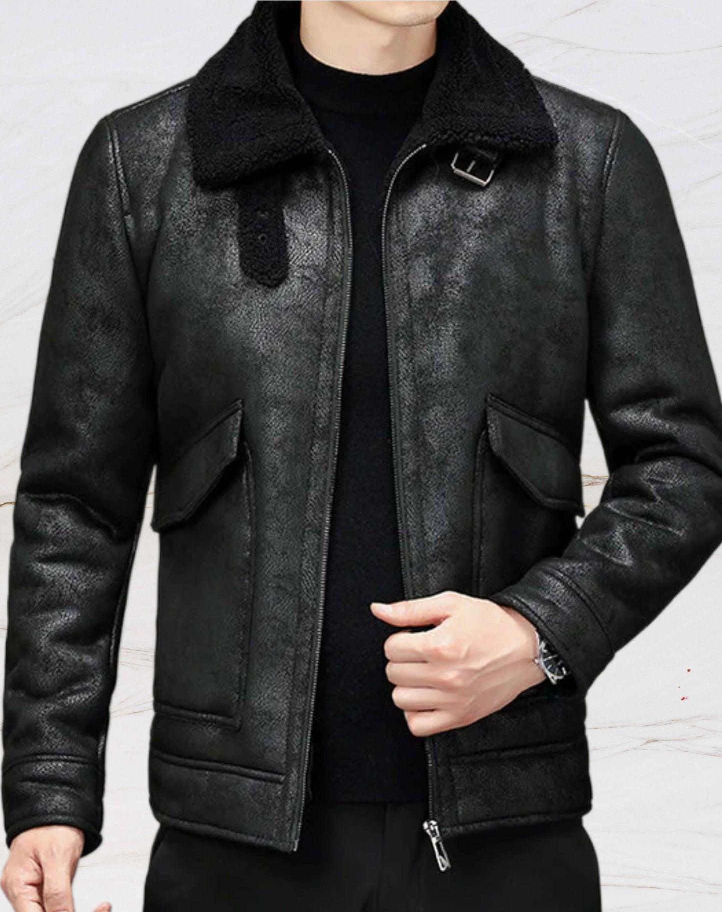 Men’s Aviator Jacket | Shearling-Lined | Warm & Stylish