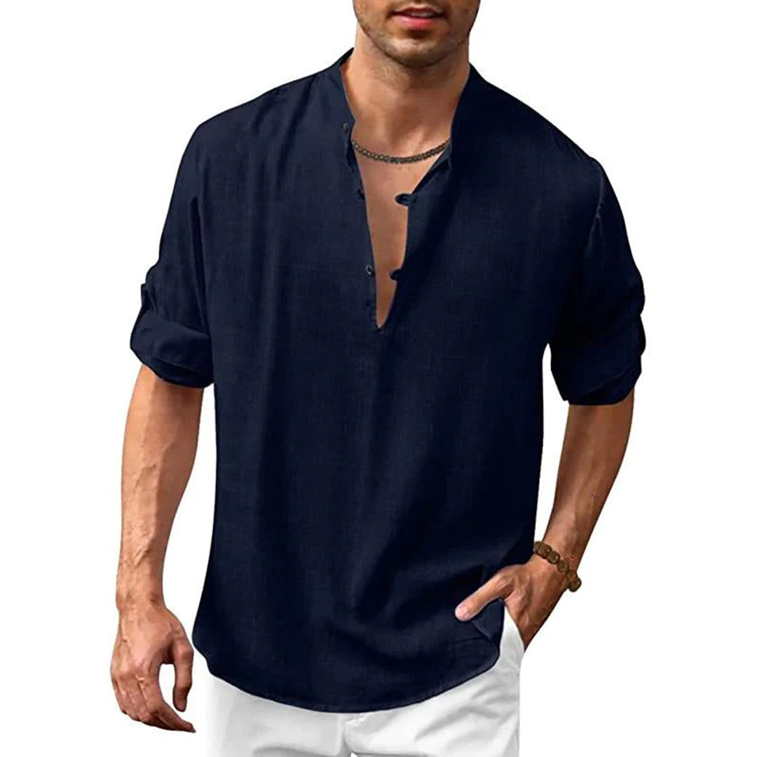 Linen V-Neck Shirt | Lightweight | Casual Summer Wear