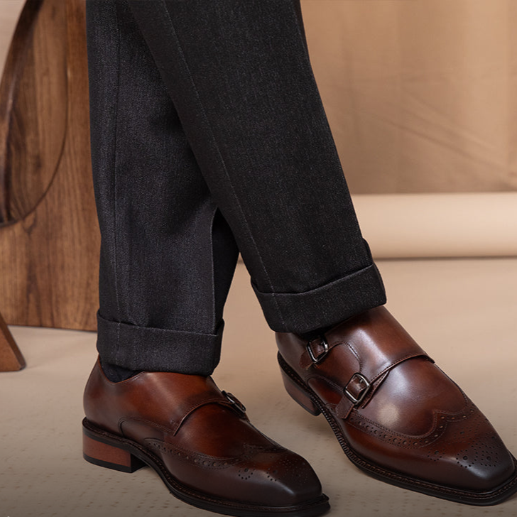 Men’s Leather Monk Strap Shoes | Classic & Sophisticated | Perfect for Formal Wear