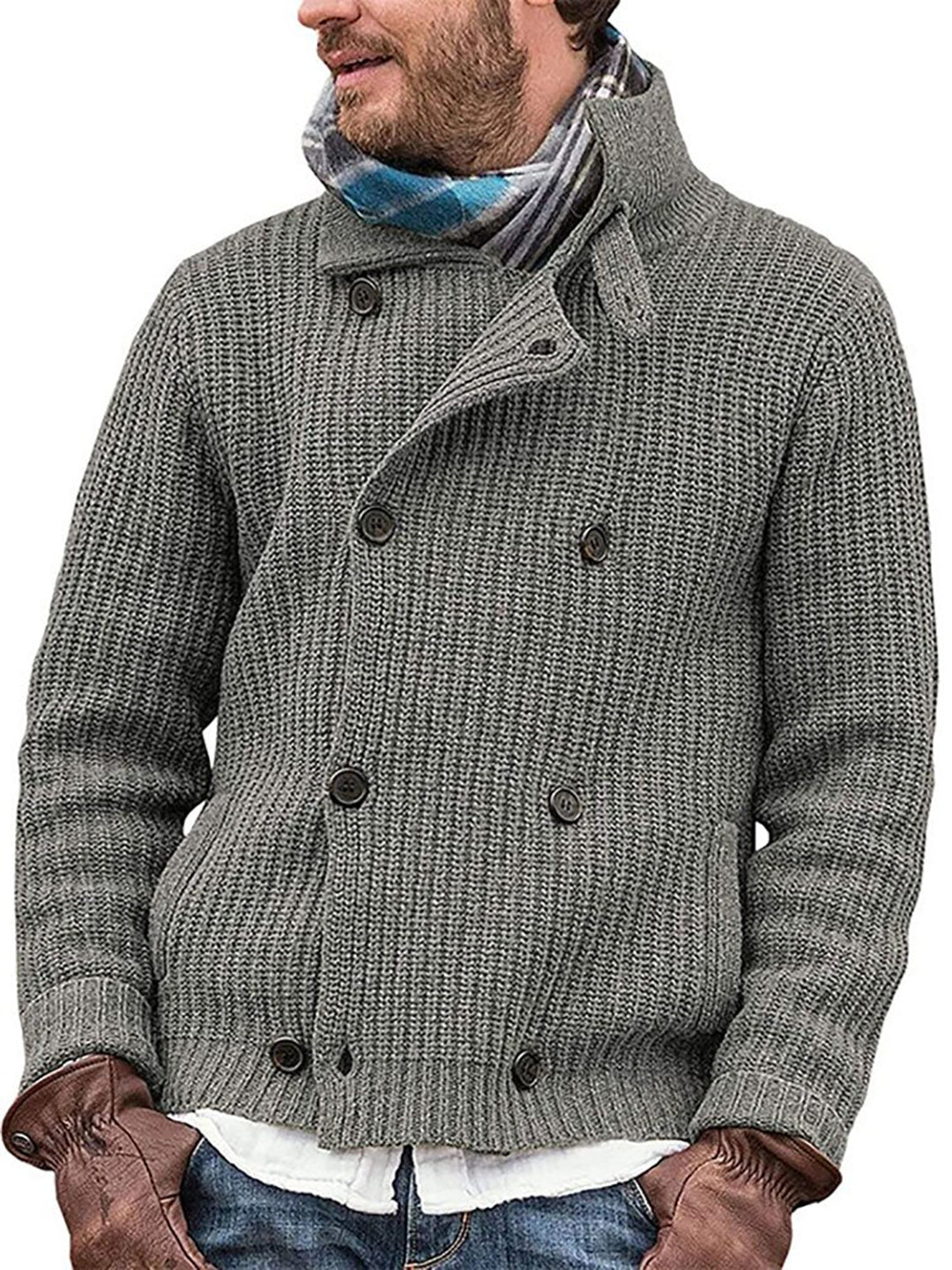 Men’s Double-Breasted Knitted Jacket | Warm & Stylish | Vintage-Inspired Knit