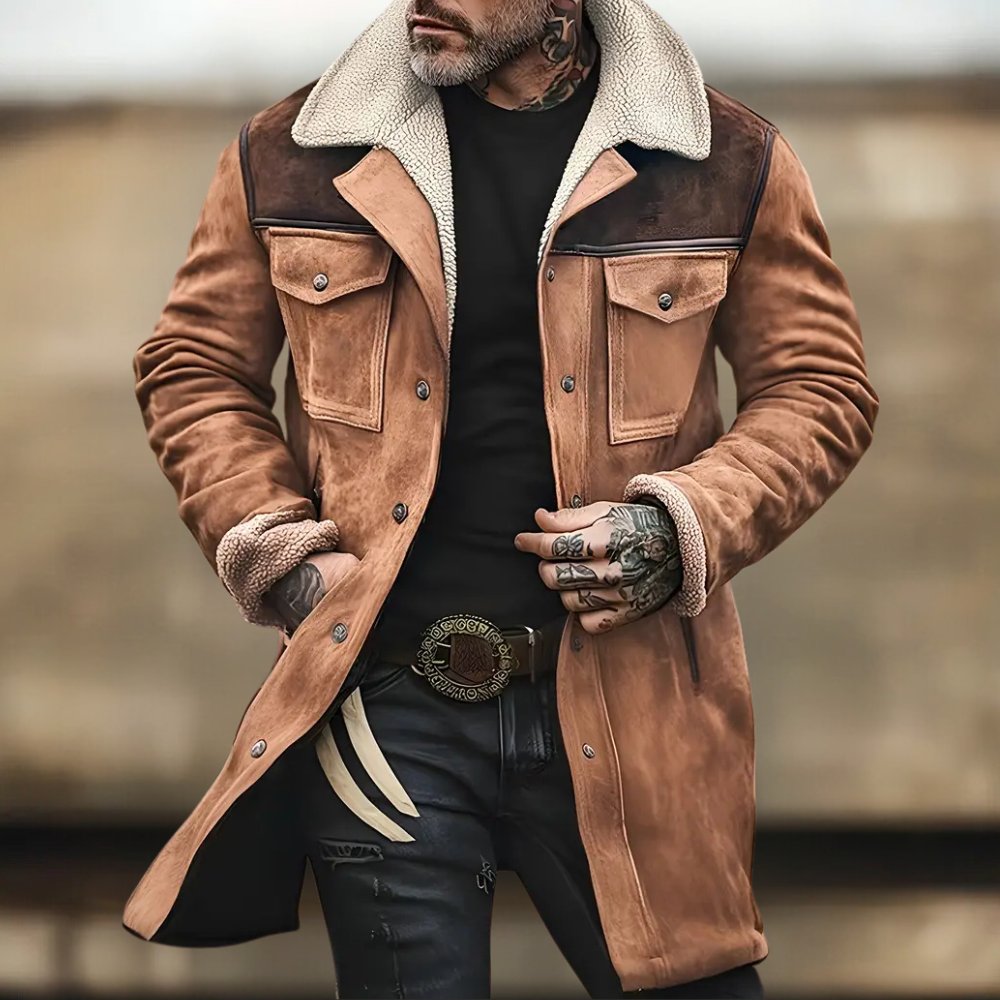 Western Sherpa Coat | Warm & Rugged | Vintage Suede Style