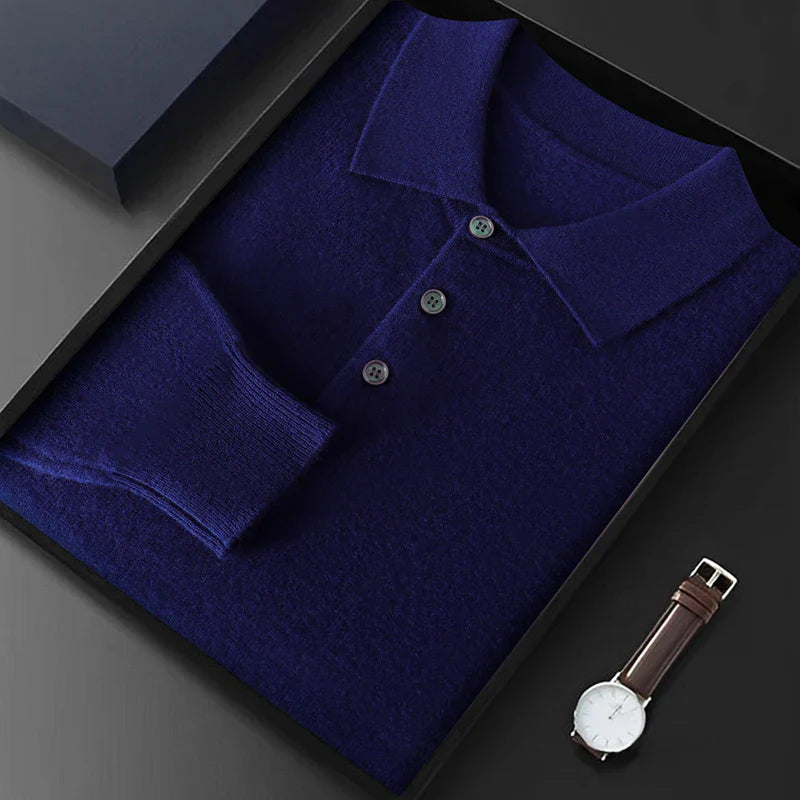 Long-Sleeve Knit Polo | Elegant & Comfortable | Smart-Casual Essential