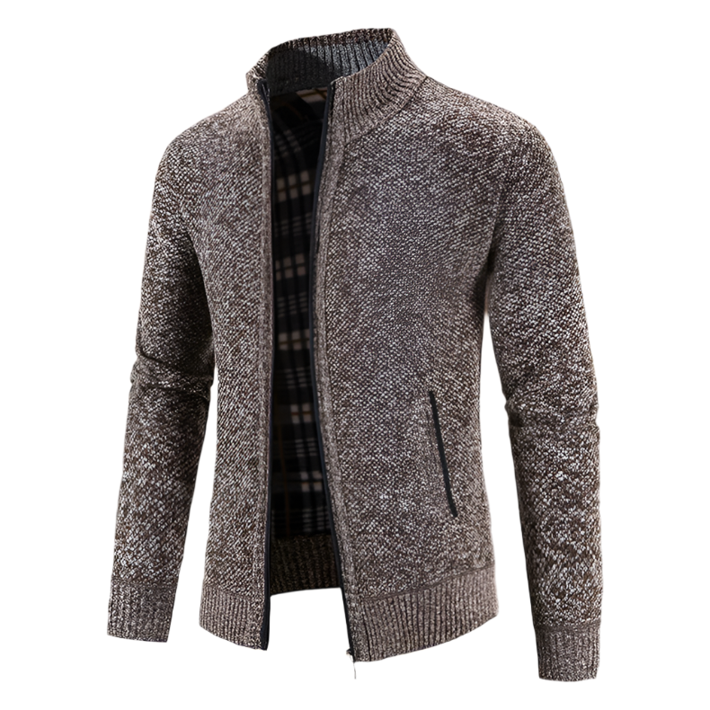 Knitted Zip-Up Jacket | Warm & Stylish | Textured Design