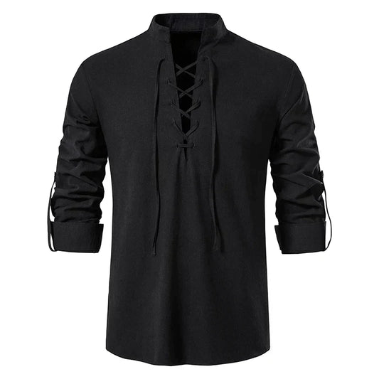 Men’s Lace-Up Tunic Shirt | Bohemian Style | Lightweight & Comfortable