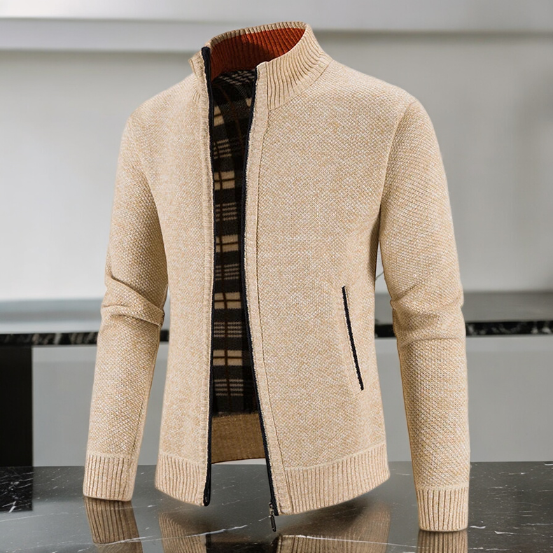 Knitted Zip-Up Jacket | Warm & Stylish | Textured Design