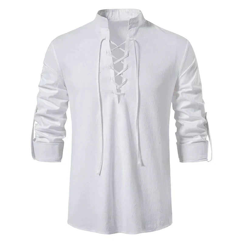 Men’s Lace-Up Tunic Shirt | Bohemian Style | Lightweight & Comfortable