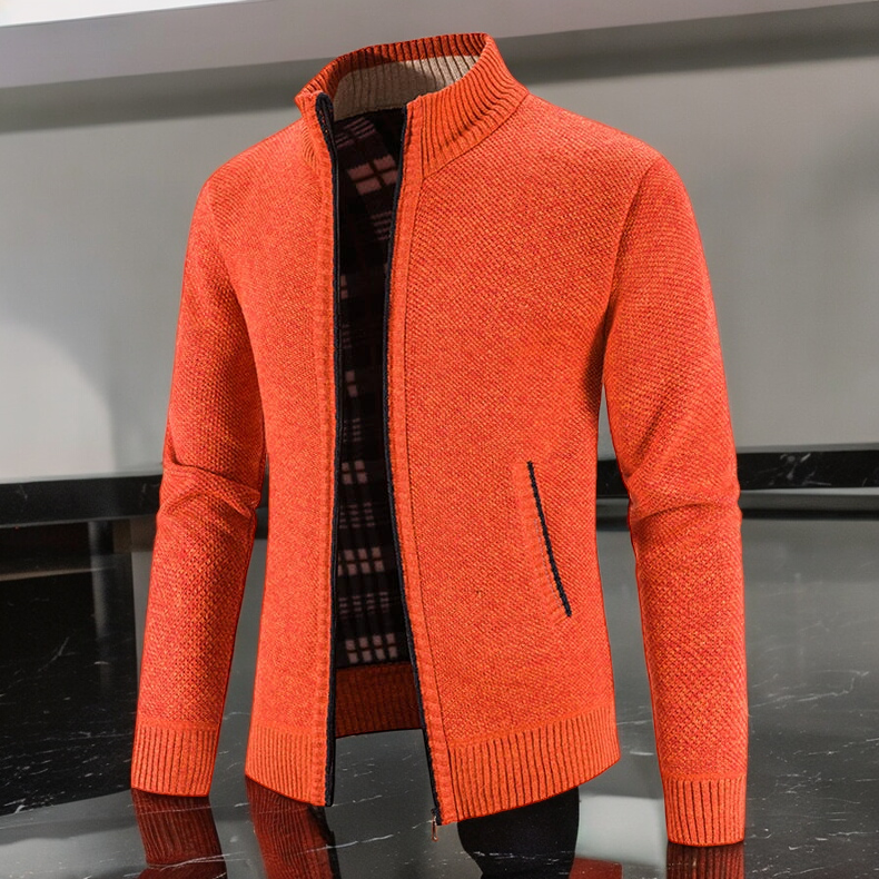 Knitted Zip-Up Jacket | Warm & Stylish | Textured Design