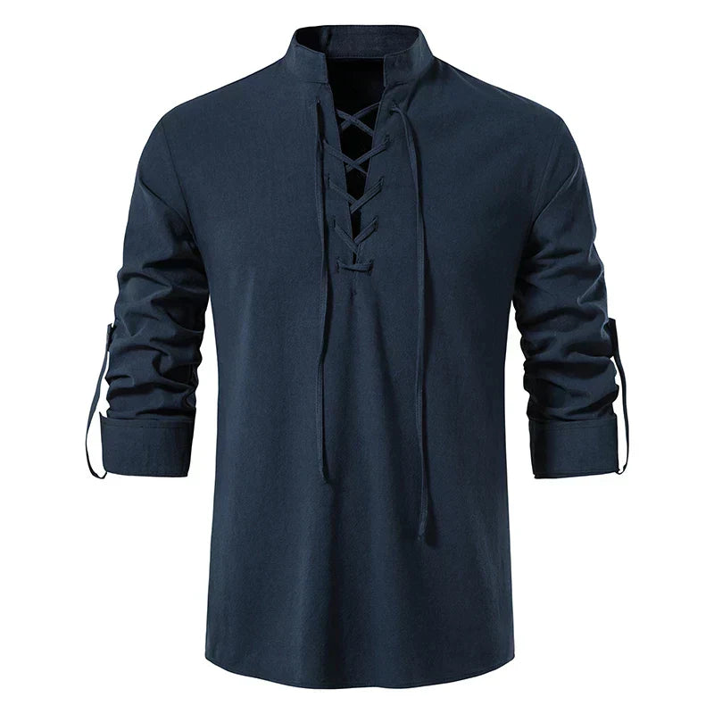 Men’s Lace-Up Tunic Shirt | Bohemian Style | Lightweight & Comfortable