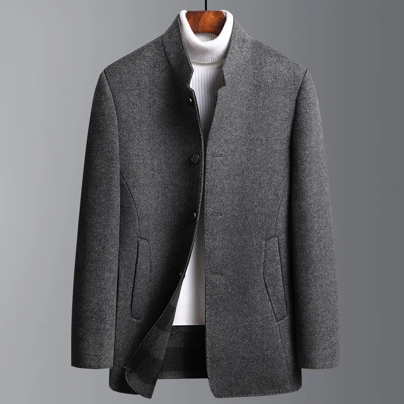 Wool Blend Coat | Stand Collar | Elegant & Warm