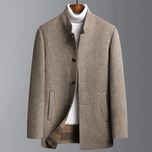 Wool Blend Coat | Stand Collar | Elegant & Warm