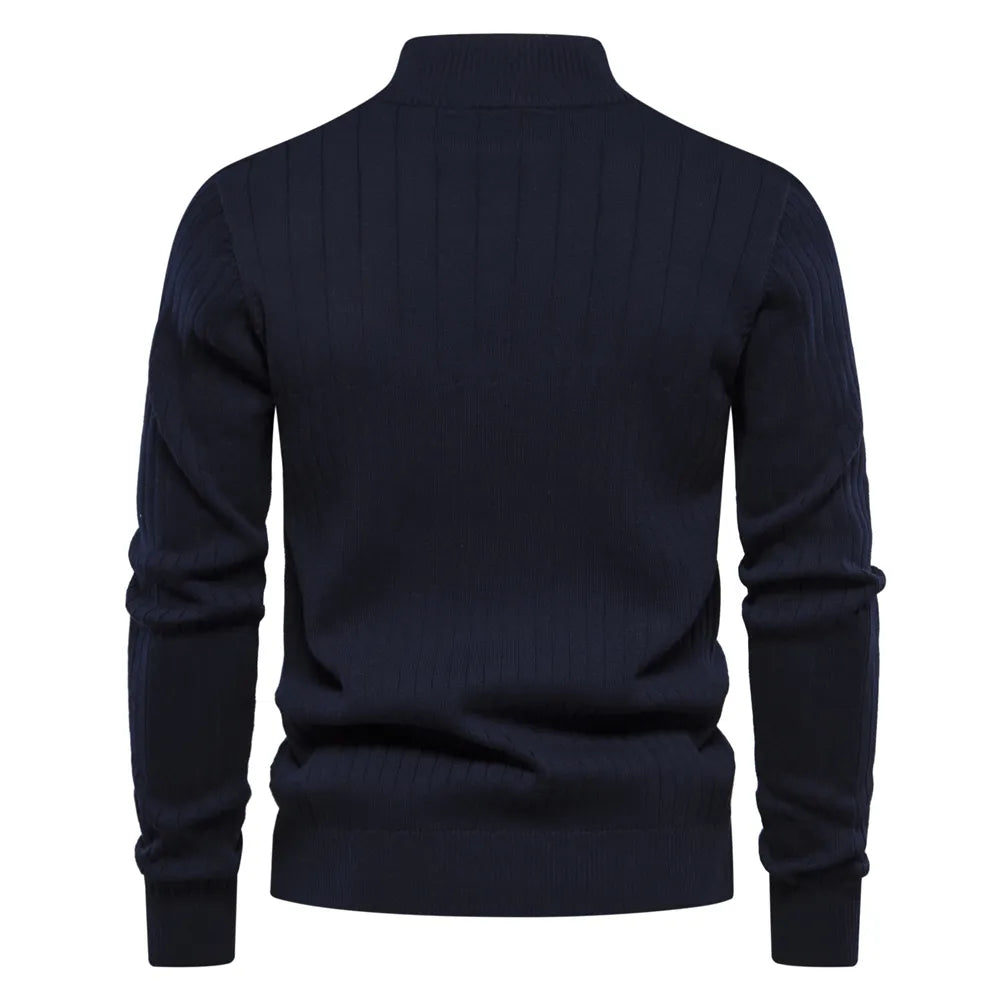 Ribbed Knit Sweater | Half-Zip | Warm & Stylish