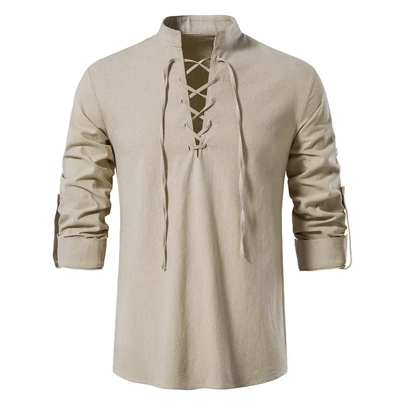 Men’s Lace-Up Tunic Shirt | Bohemian Style | Lightweight & Comfortable