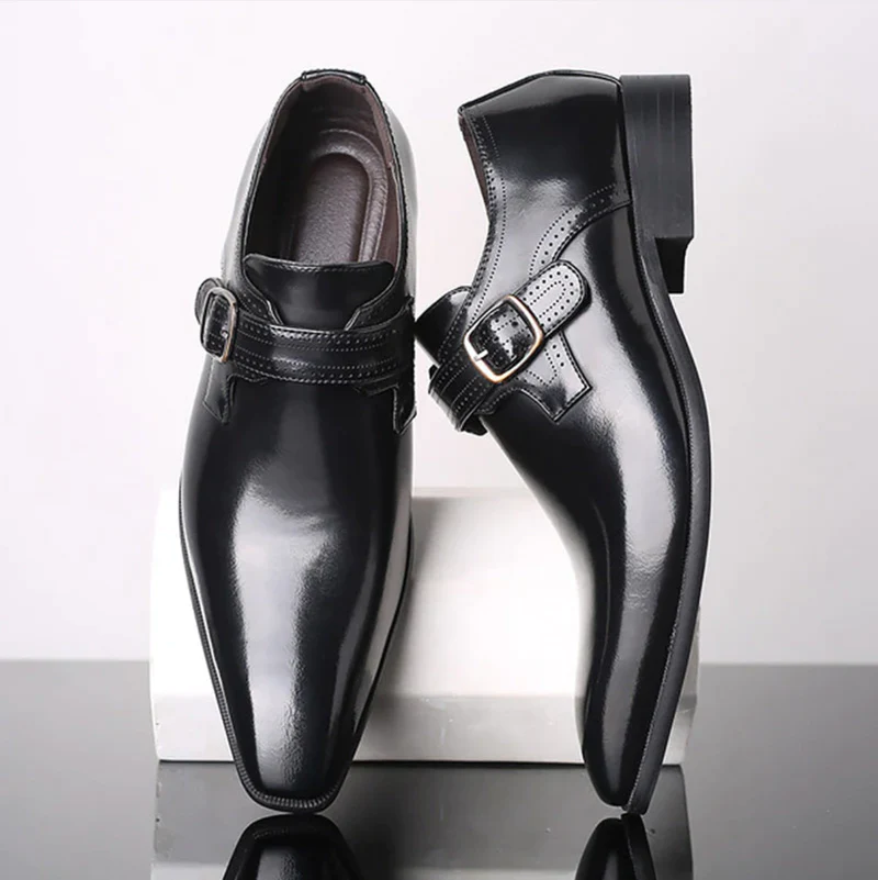 Patent Leather Monk Strap Shoes | Elegant & Stylish | Formal