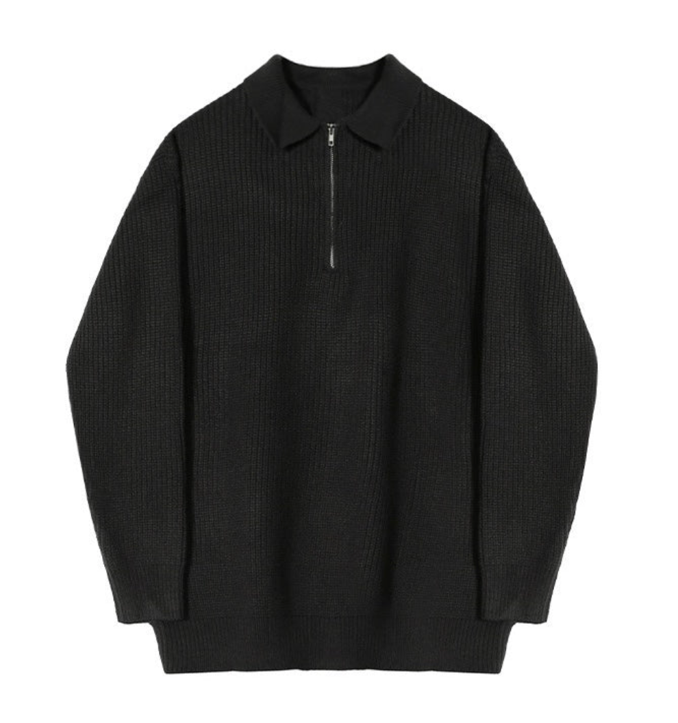 Men's Ribbed Knit Polo Sweater | Soft Knit | Modern & Minimalist