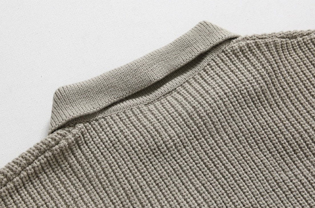 Men's Ribbed Knit Polo Sweater | Soft Knit | Modern & Minimalist