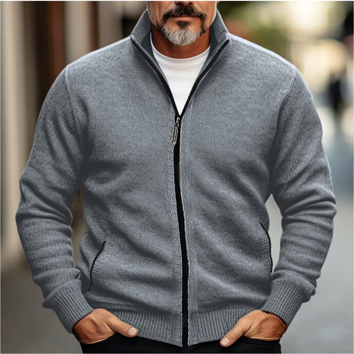 Men's Zip-Up Cardigan | Wool Blend | Warm & Stylish