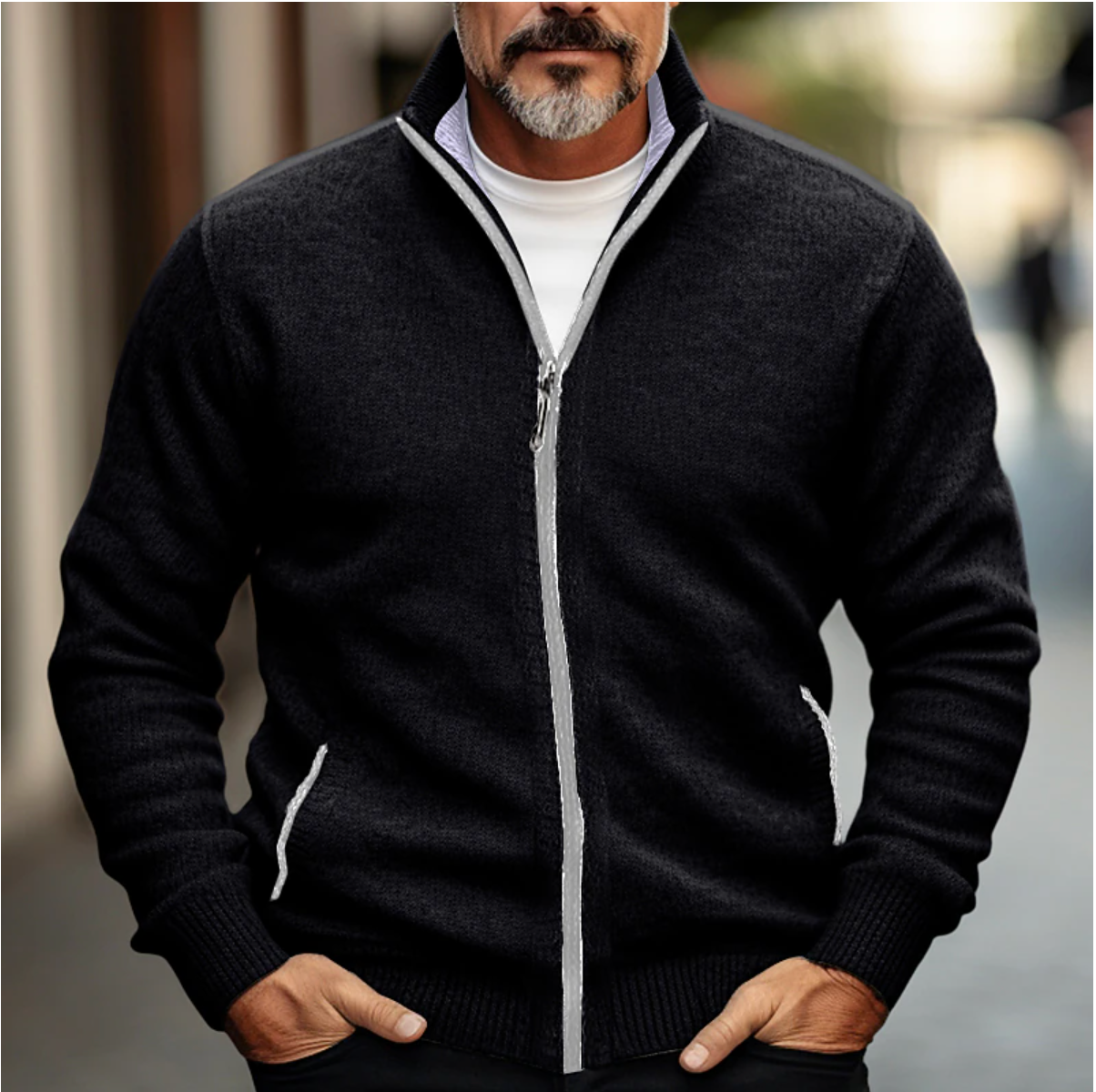 Men's Zip-Up Cardigan | Wool Blend | Warm & Stylish