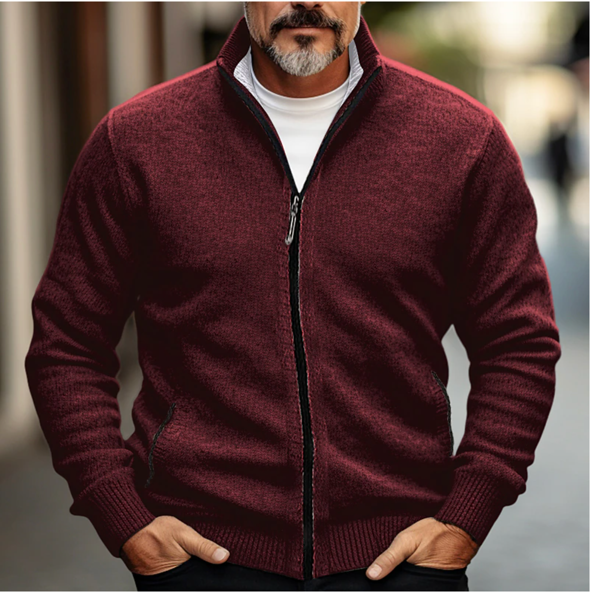 Men's Zip-Up Cardigan | Wool Blend | Warm & Stylish