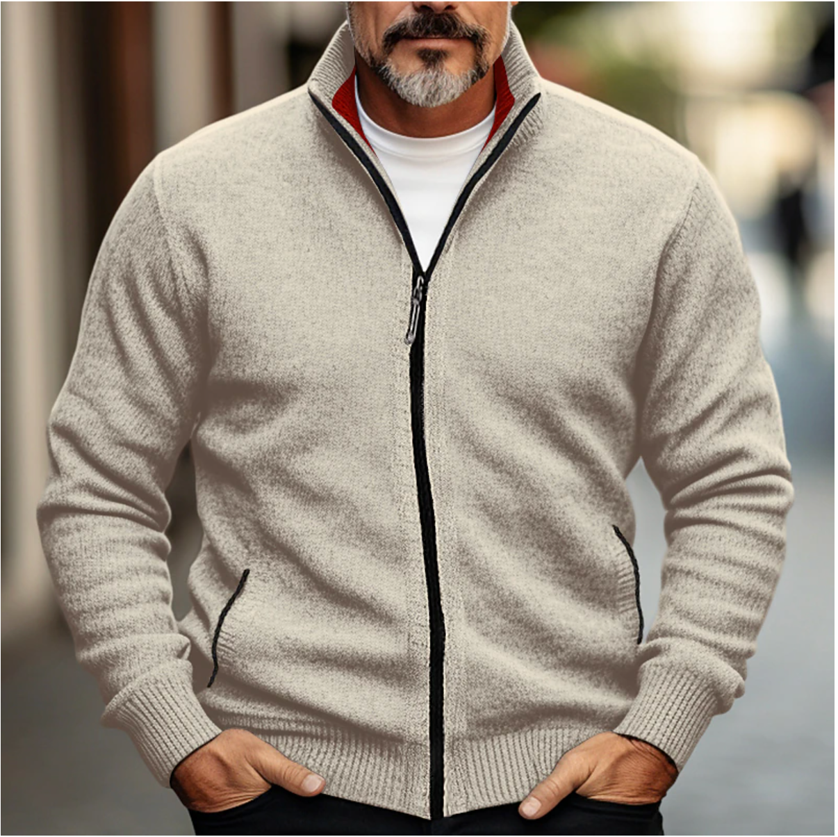 Men's Zip-Up Cardigan | Wool Blend | Warm & Stylish