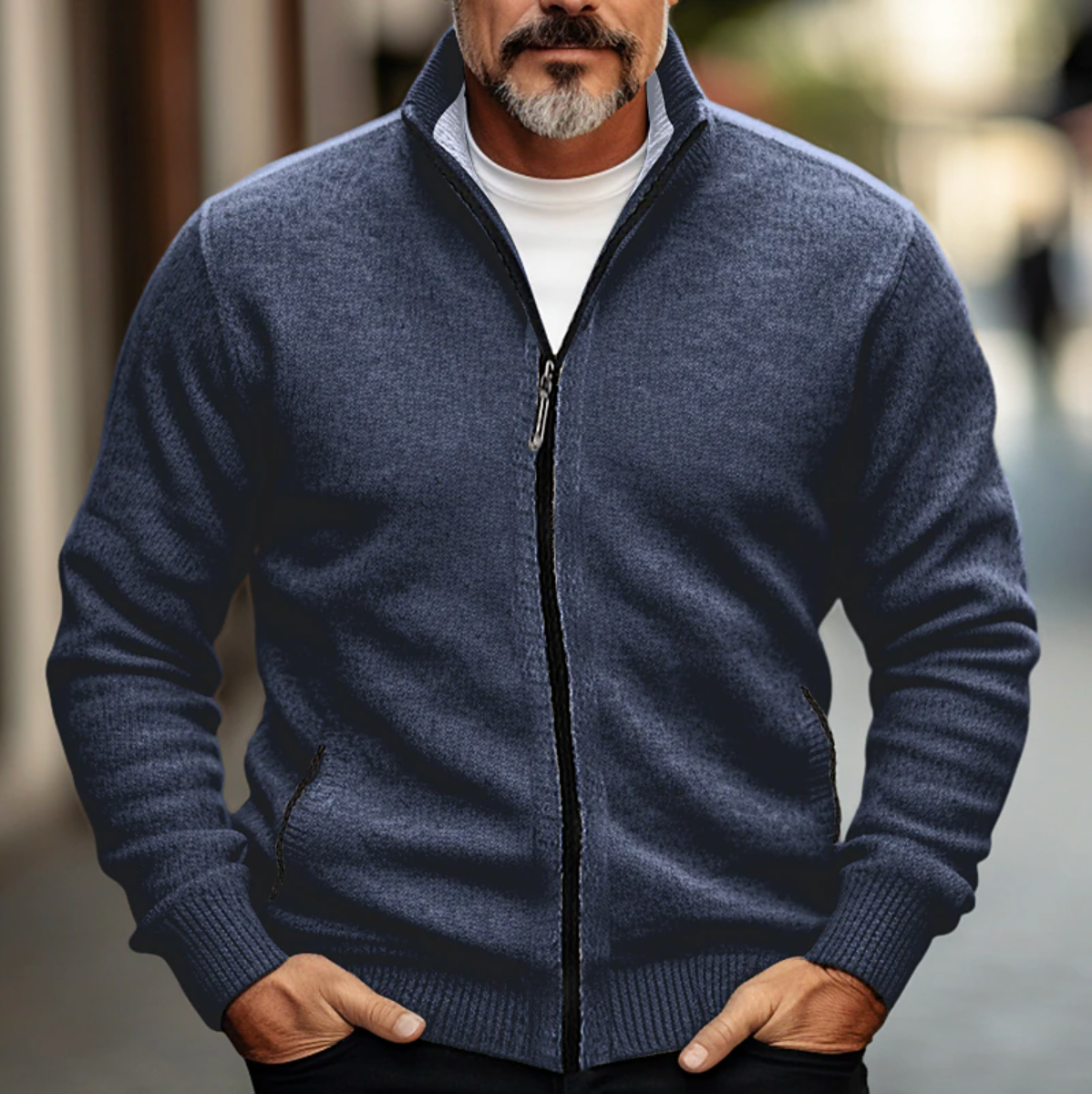 Men's Zip-Up Cardigan | Wool Blend | Warm & Stylish