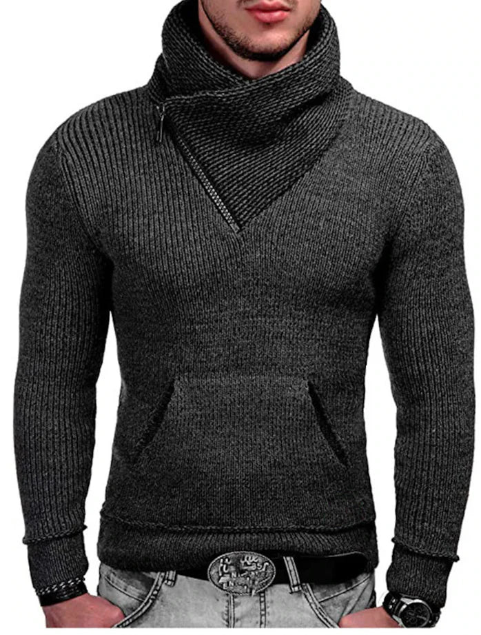 Crossover-Neck Knitted Sweater | Wool Blend | Warm & Stylish