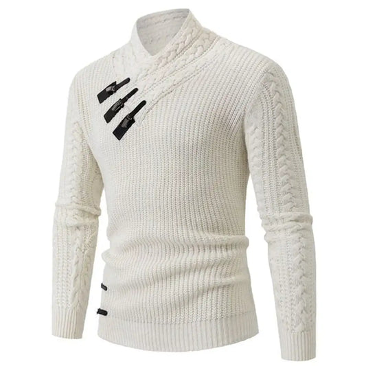 Men's Asymmetrical Knit Sweater | High-Neck | Stylish & Warm