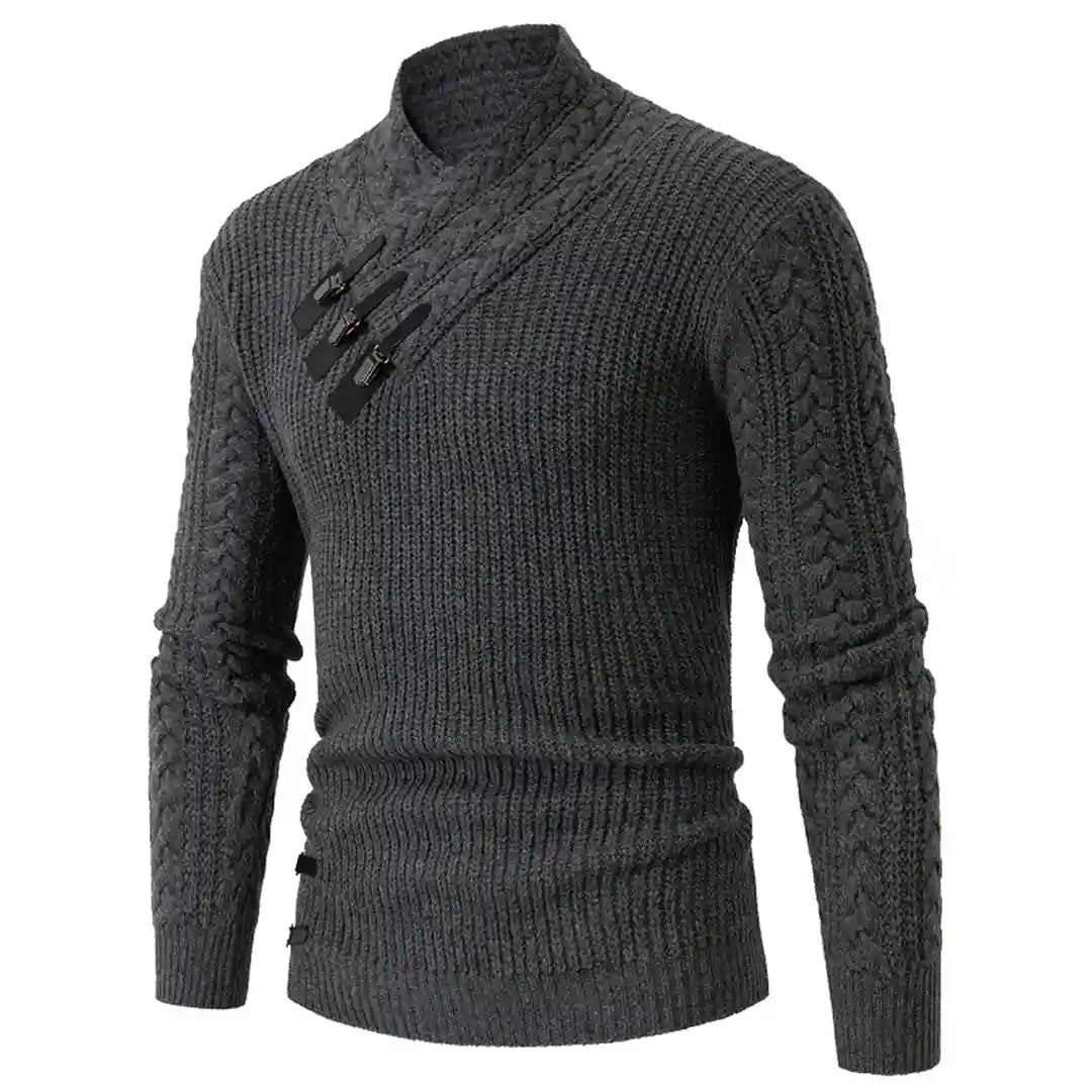 Men's Asymmetrical Knit Sweater | High-Neck | Stylish & Warm