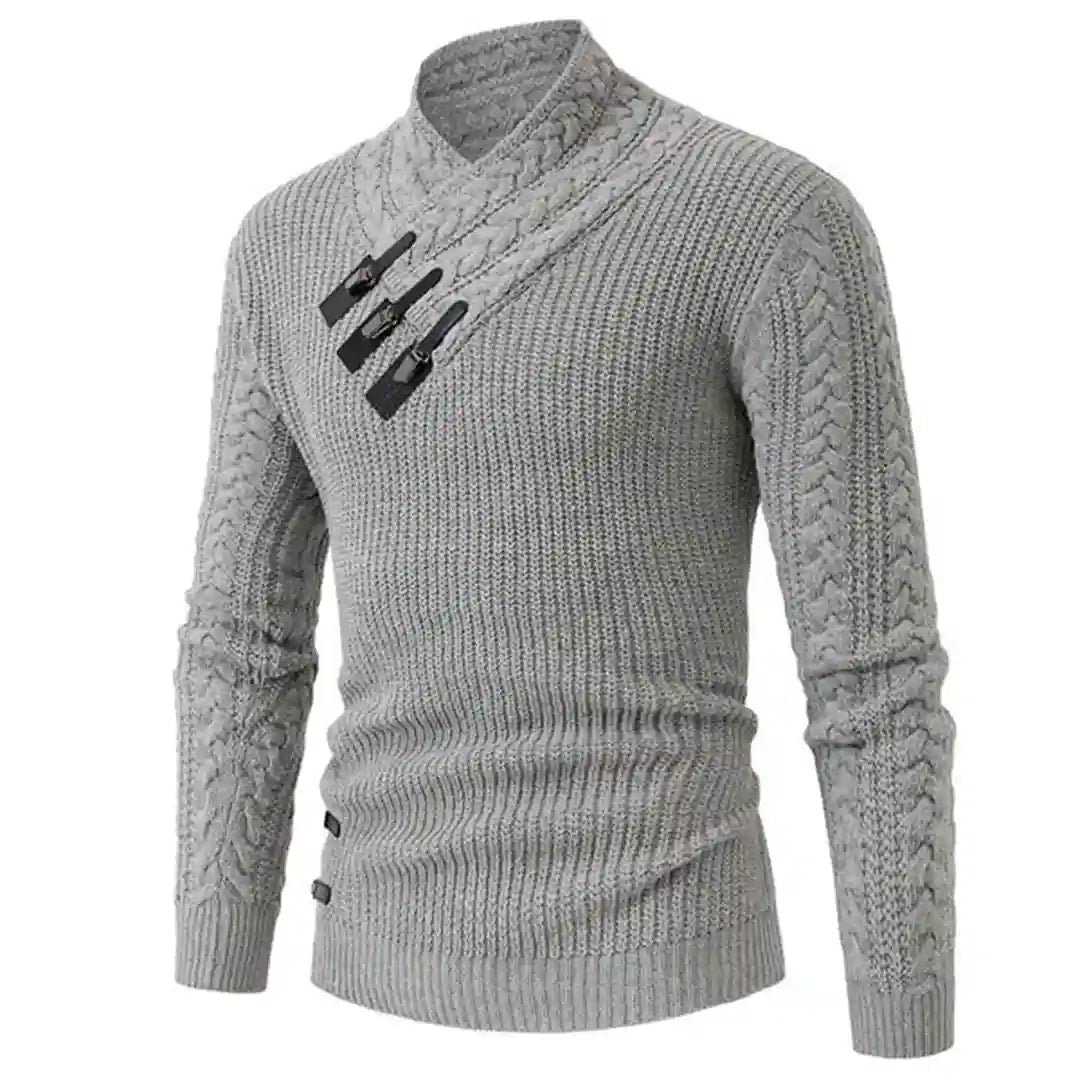 Men's Asymmetrical Knit Sweater | High-Neck | Stylish & Warm