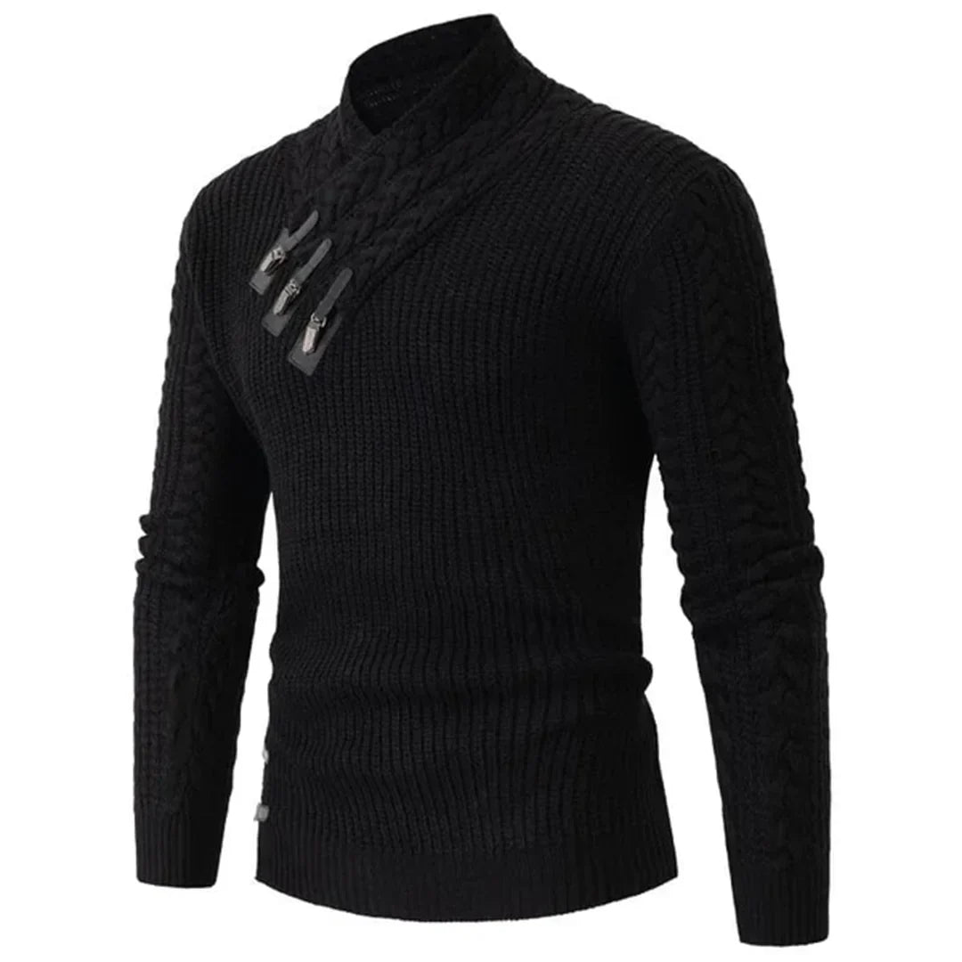 Men's Asymmetrical Knit Sweater | High-Neck | Stylish & Warm