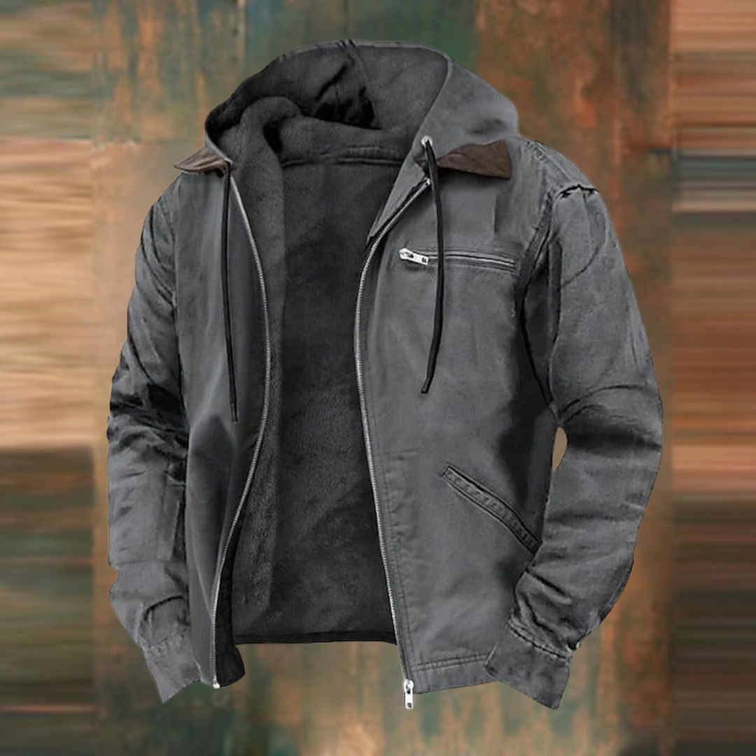 Men’s Fleece-Lined Jacket | Warm & Durable | Hooded Outdoor Wear