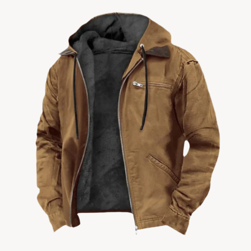 Men’s Fleece-Lined Jacket | Warm & Durable | Hooded Outdoor Wear