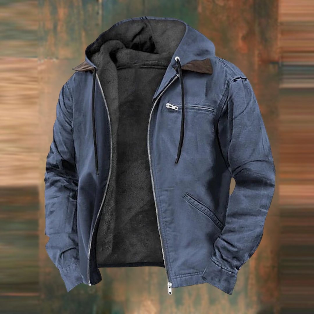 Men’s Fleece-Lined Jacket | Warm & Durable | Hooded Outdoor Wear