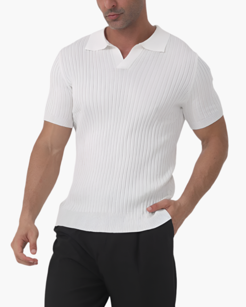 Ribbed Knit Polo Shirt | Sleek & Modern | Smart-Casual Essential