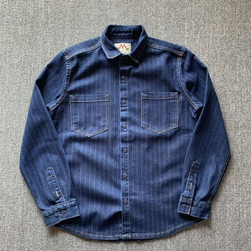 Denim Striped Shirt | Cotton Blend | Casual & Durable