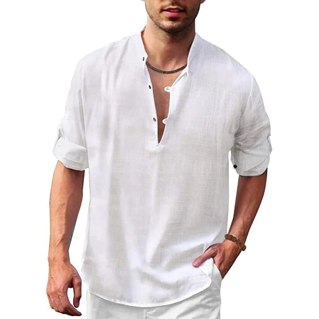 Linen V-Neck Shirt | Lightweight | Casual Summer Wear