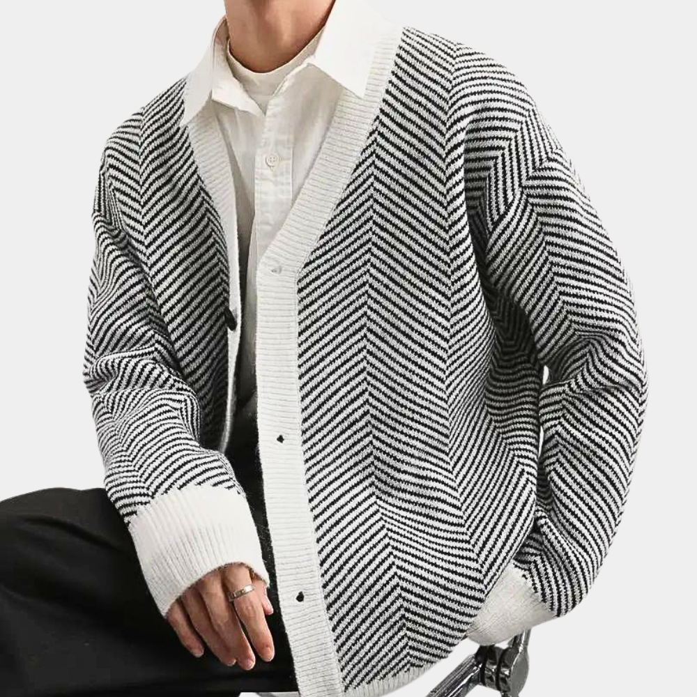 Herringbone Knit Cardigan | Sophisticated & Stylish | Timeless Layering