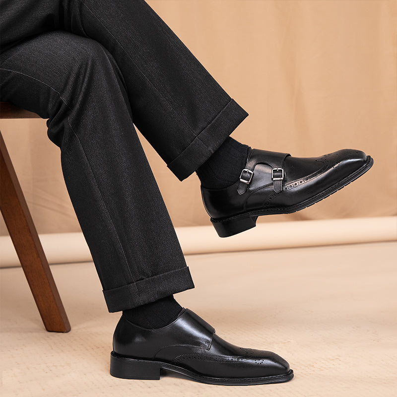 Men’s Leather Monk Strap Shoes | Classic & Sophisticated | Perfect for Formal Wear