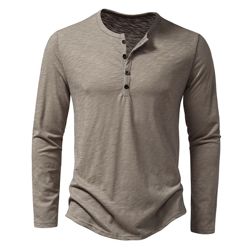 Men’s Henley Long-Sleeve Shirt | Slim Fit | Soft & Breathable