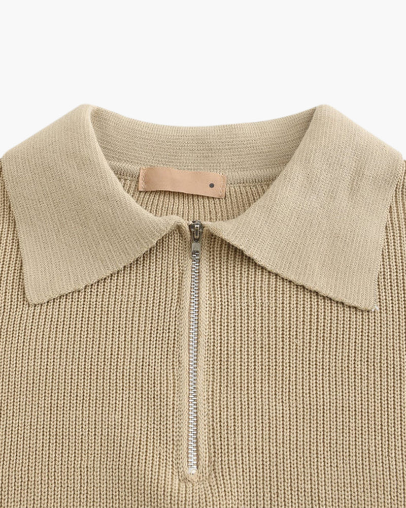 Zip-Collar Sweater | Cotton Blend | Modern & Versatile