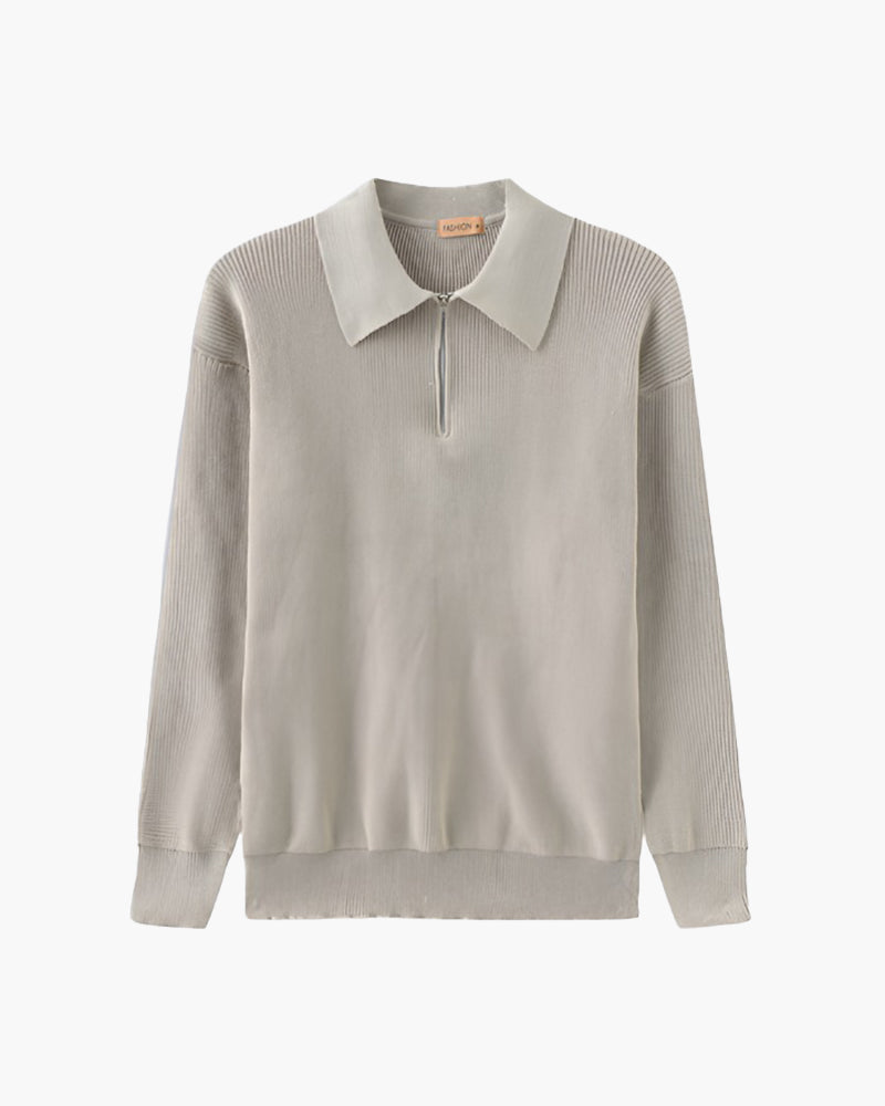 Zip-Collar Sweater | Cotton Blend | Modern & Versatile