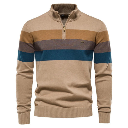 Striped Half-Zip Sweater | Warm & Stylish | Casual Knitwear