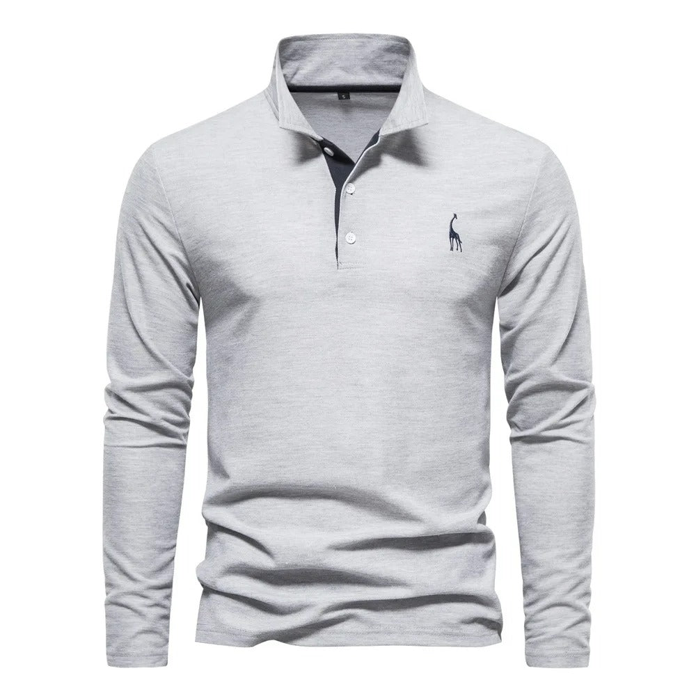 Long-Sleeve Polo Shirt | Cotton Blend | Classic & Versatile