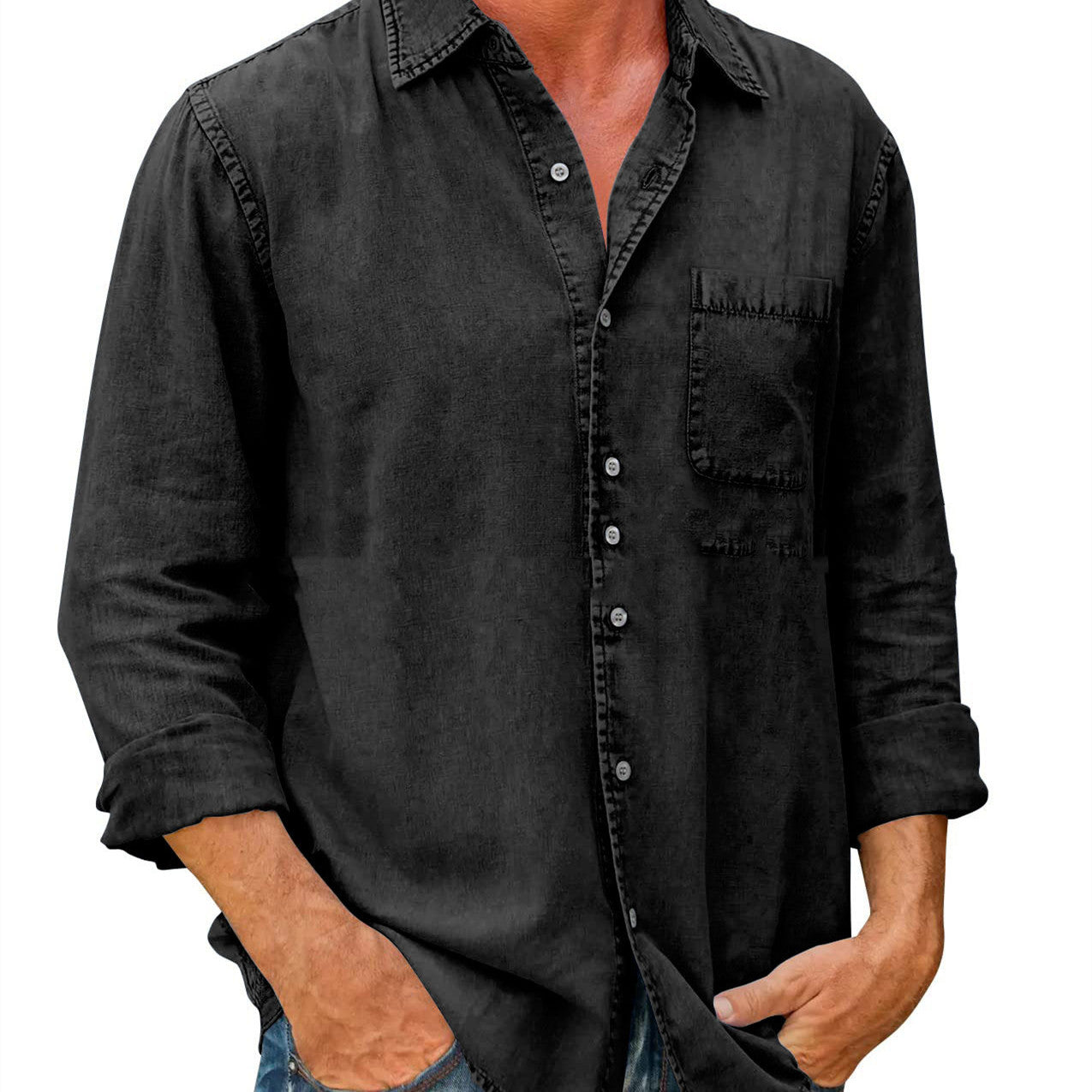 Linen Button-Up Shirt | Men's | Lightweight & Stylish