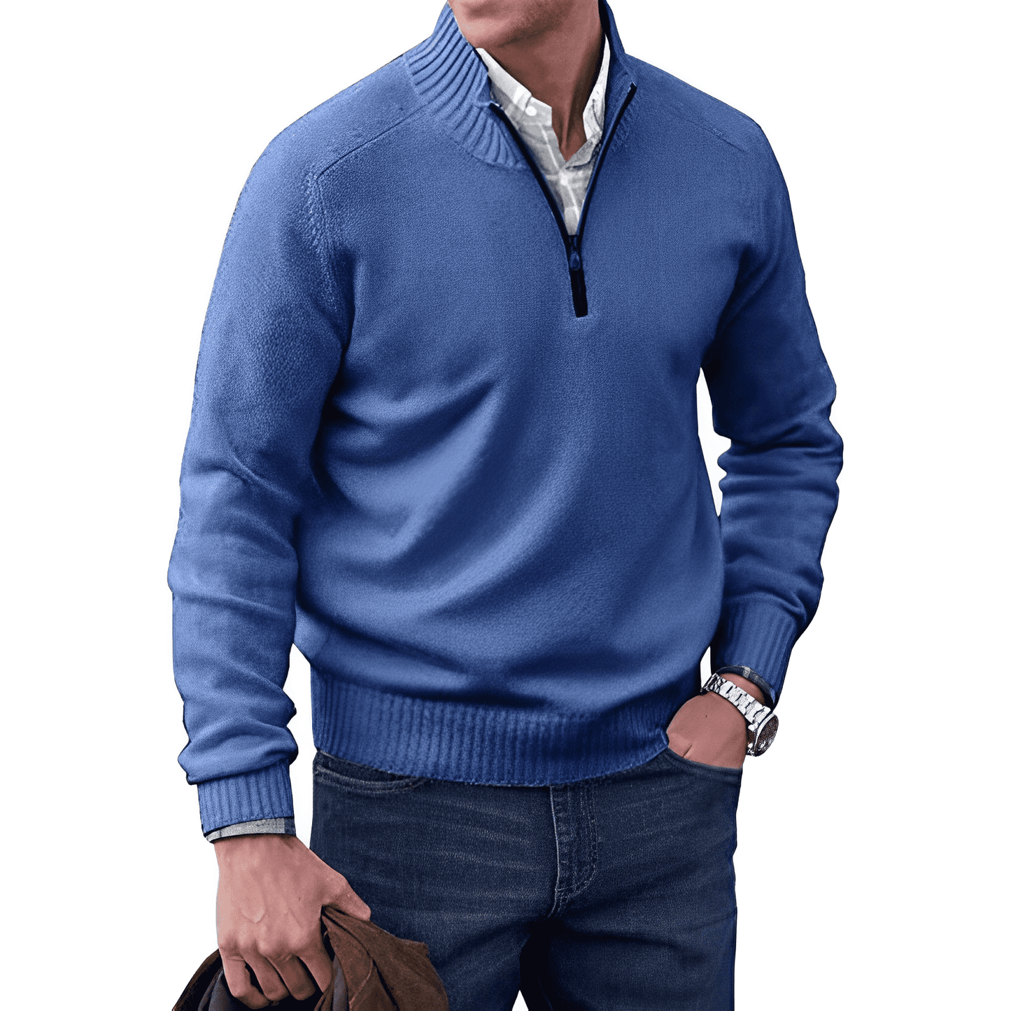 Men's Quarter-Zip Sweater | Cotton Blend | Smart & Versatile