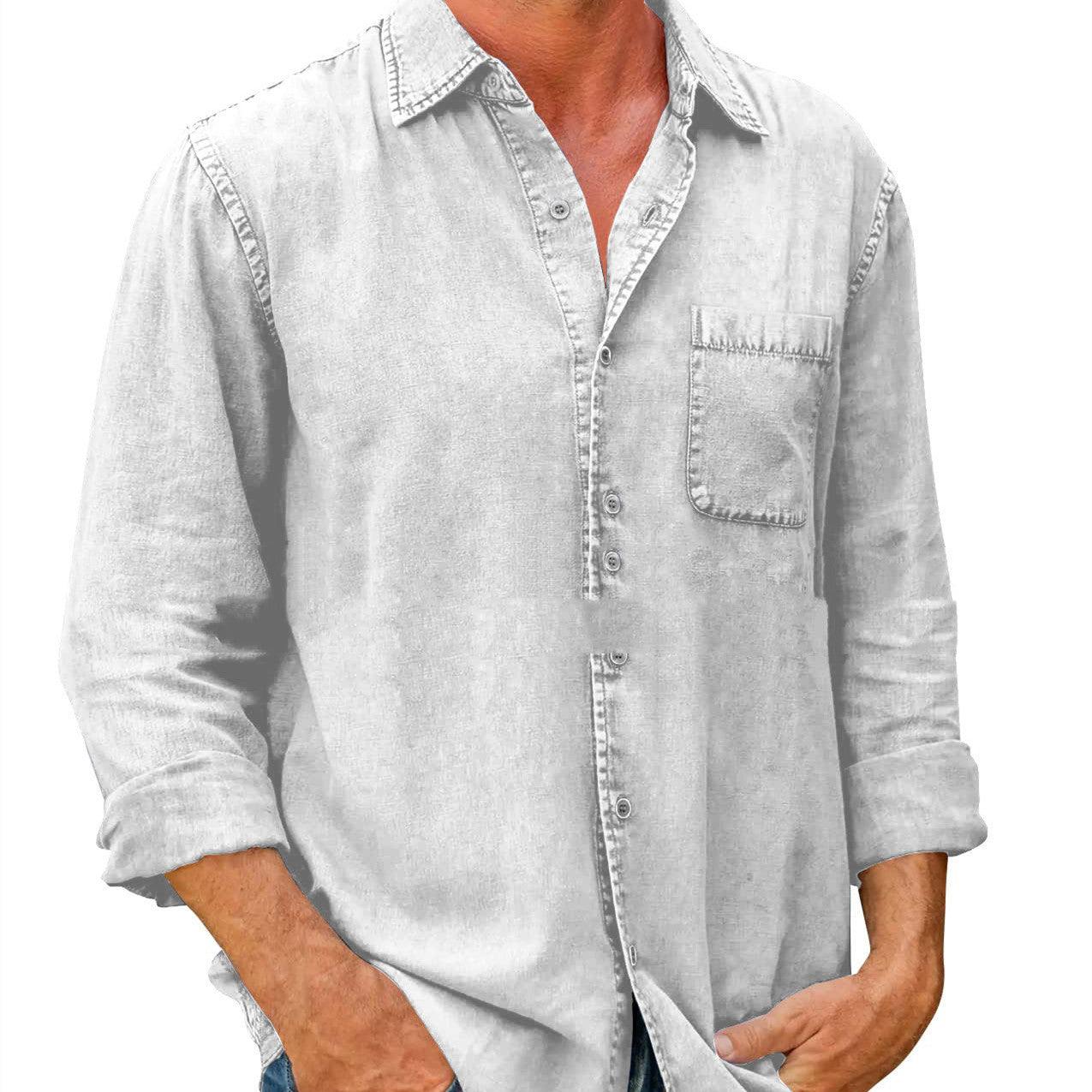 Linen Button-Up Shirt | Men's | Lightweight & Stylish