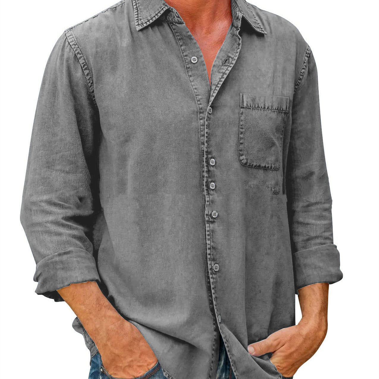 Linen Button-Up Shirt | Men's | Lightweight & Stylish