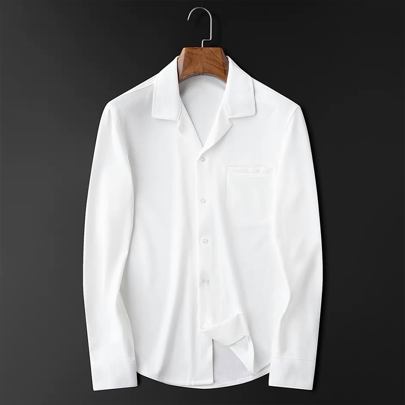 Open-Collar Long-Sleeve Shirt | Cotton Blend | Sleek & Versatile