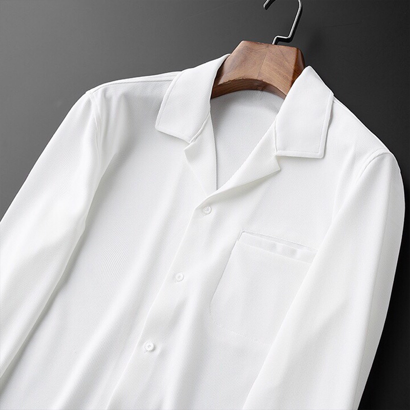 Open-Collar Long-Sleeve Shirt | Cotton Blend | Sleek & Versatile