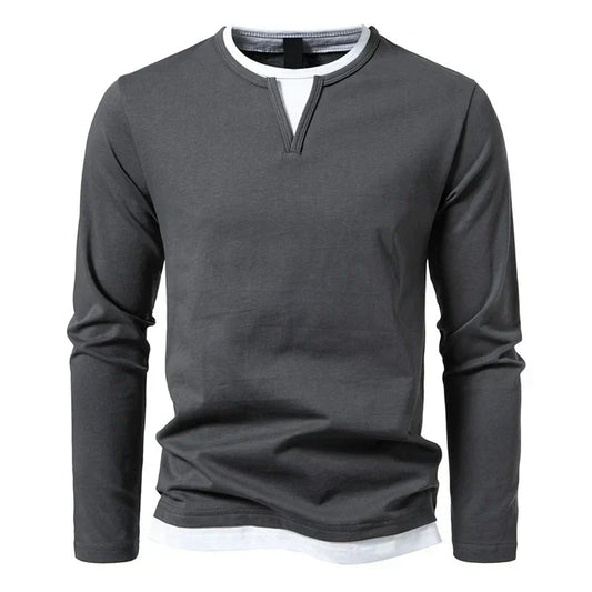 Contrast-Trim Henley Shirt | Cotton Blend | Casual & Stylish