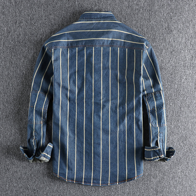 Denim Striped Shirt | Cotton Blend | Casual & Durable